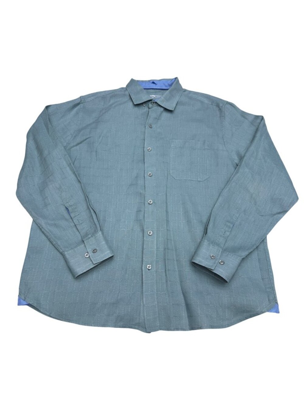 Tommy Bahama Men's Green 100% Linen LS Button-Down Shirt Textured Casual, Sz L